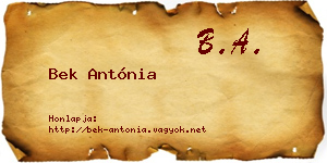 Bek Antónia névjegykártya